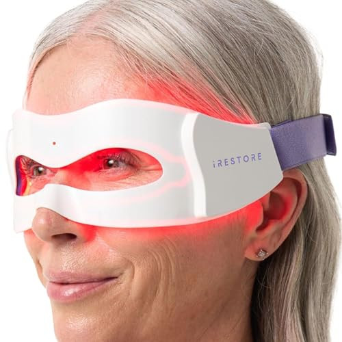 iRestore Red Light Therapy for Eyes – 180 LEDs Eye Mask with Infrared Light for Under-Eye Wrinkles, Forehead Lines, 11's, Crow’s Feet, Dark Circles | Amazon (US)