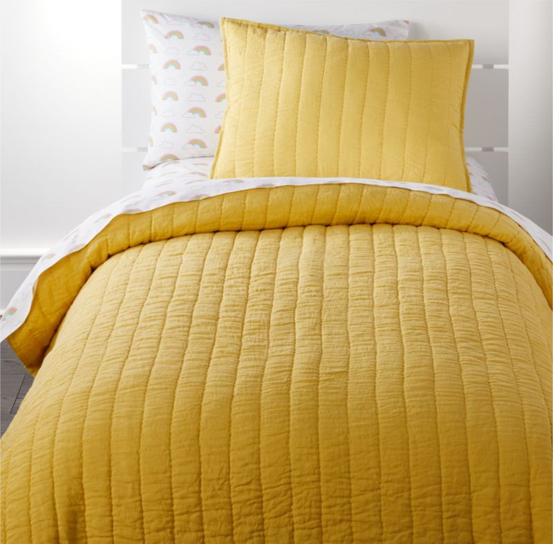 Linen Yellow Kids Full/Queen Quilt + Reviews | Crate & Kids | Crate & Barrel
