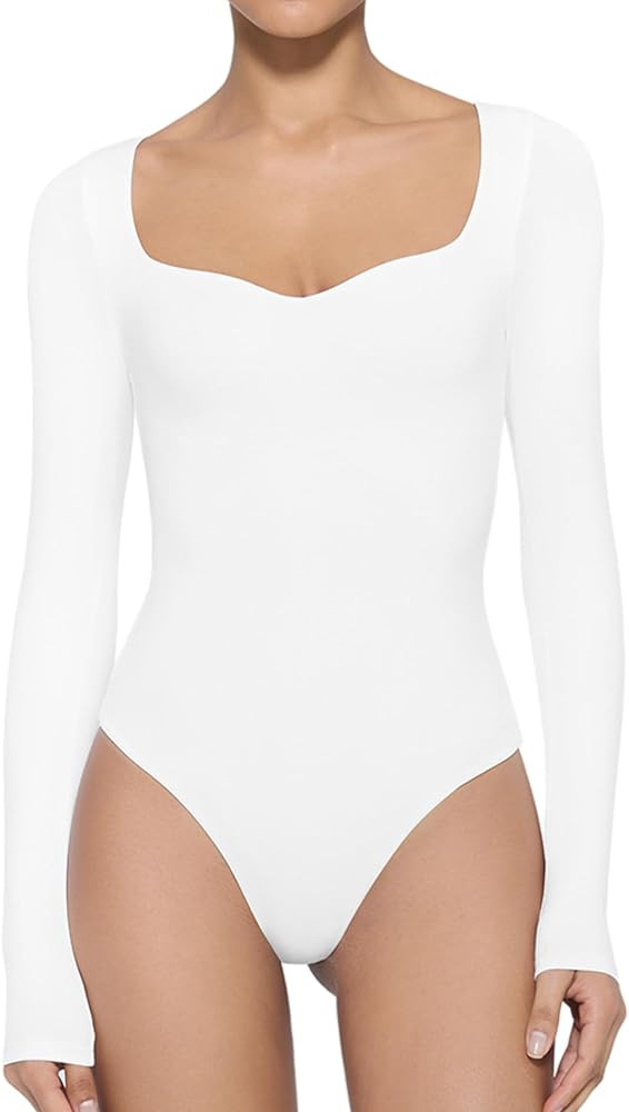 Avidlove Long Sleeve Bodysuits for Women Sexy Sweetheart Neck Going Out Outfits Double Lined Body... | Amazon (US)