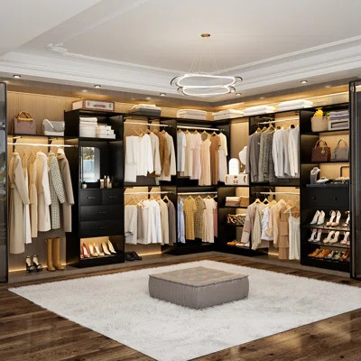 132’’ x 96'' Closet System with Wooden Drawers(Adjustable Width) | Wayfair North America