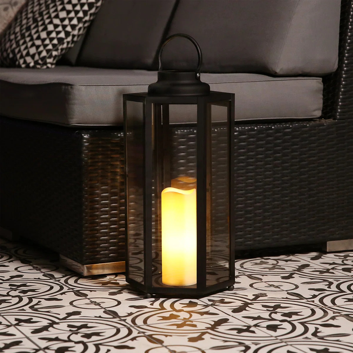 Hexagonal Battery-Operated Metal Lantern With Led Lights | Wayfair North America