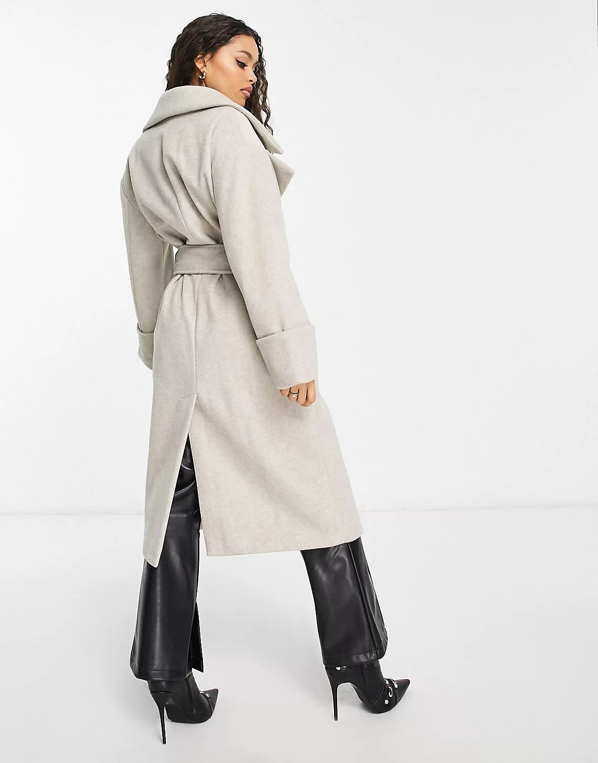 River Island Petite belted coat in beige | ASOS (Global)