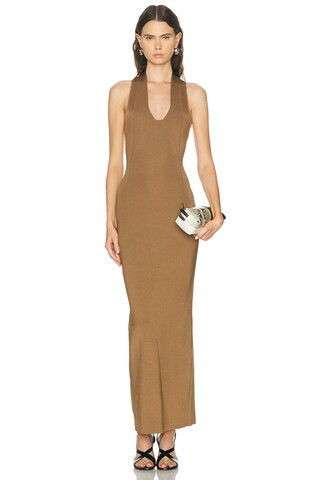 KHAITE Mahi Dress in Brown | FWRD 