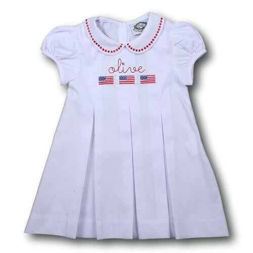 White Flag Pleat Dress - Shipping Early June | Cecil and Lou