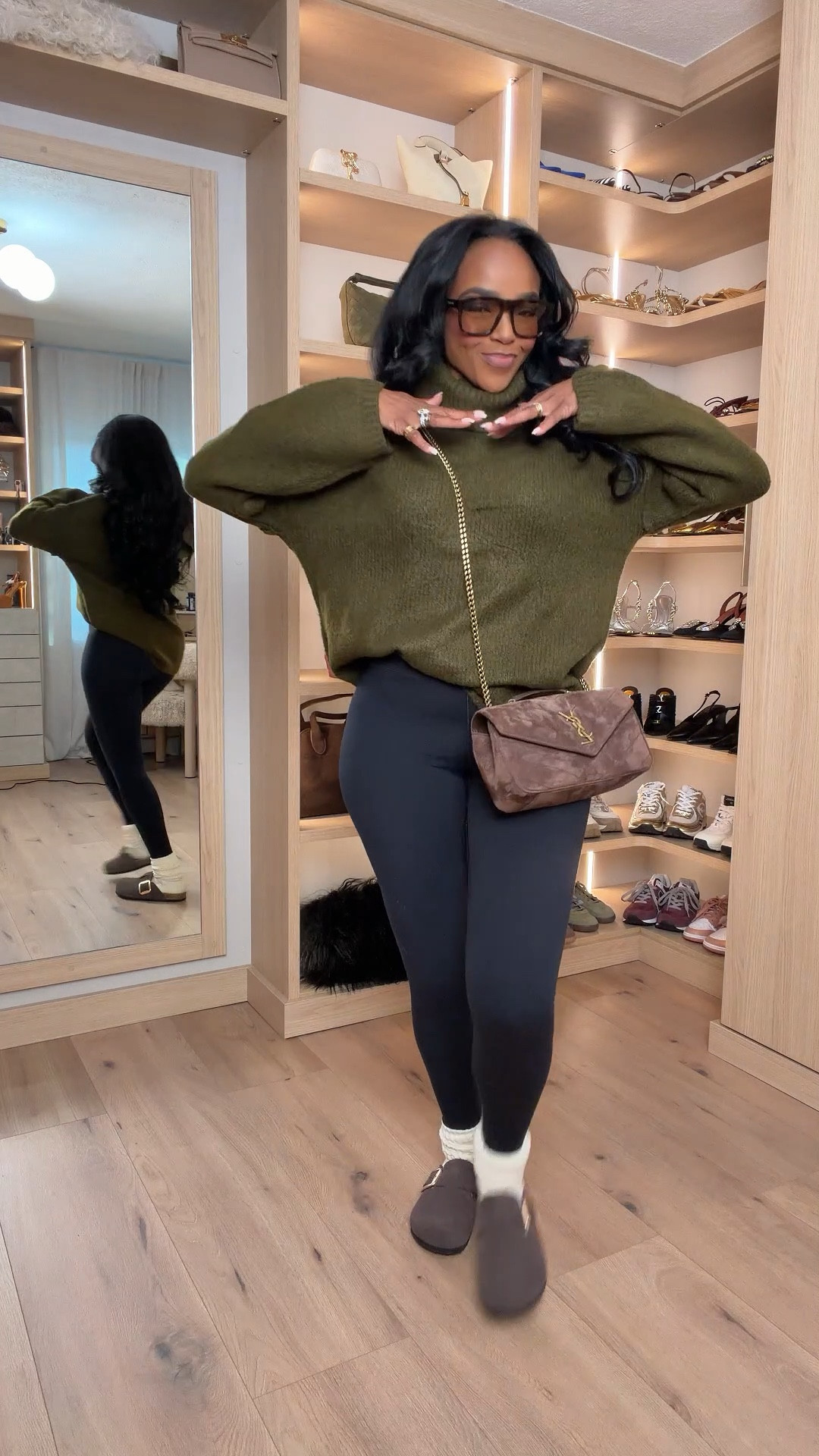 Cozy but still put-together — this is my go-to off-duty look when comfort is non-negotiable but I still want to look styled. The oversized sweater + leggings combo always works, and adding a crossbody instantly elevates it.

Perfect for running errands, casual days out, travel days, or coffee runs.

📏 Sizing & fit details:
– Sweater: Size Small for an intentionally oversized, relaxed fit  
– Leggings: Size Small, stretchy and smoothing  
– Shoes: True to size  
– Bag: Adjustable crossbody strap for hands-free wear  

This is one of those easy outfits you’ll reach for on repeat — styled multiple ways, and the cost per wear drops fast. A true long-term shopping staple for everyday outfits, cozy capsule wardrobes, casual chic looks, and elevated athleisure styling.

Save this post to revisit later and shop all pieces linked.

Follow me on Instagram and YouTube @kirasfashionfinds

#LTKValentine #LTKselfcare #LTKvlog