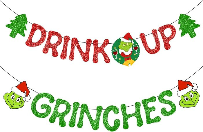 Drink Up Banner Christmas Decorations No DIY Christmas Banner Decor for Party Decorations Indoor ... | Amazon (US)