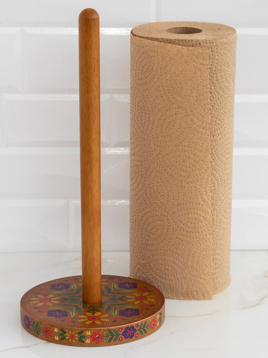 Wooden Paper Towel Holder - Folk Flower | Natural Life
