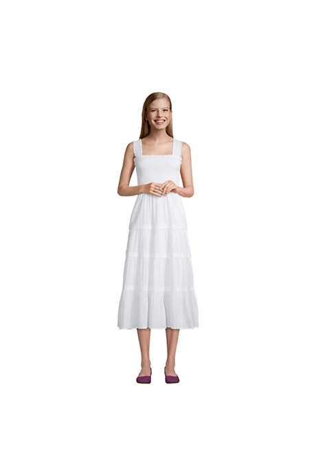 Women's Sleeveless Cotton Poplin Smocked Dress | Lands' End (US)