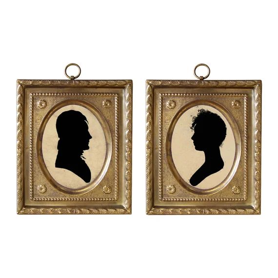 4-1/2" Framed Miniature Silhouette Prints of Man and Woman- Antique Vintage Style | Etsy (US)