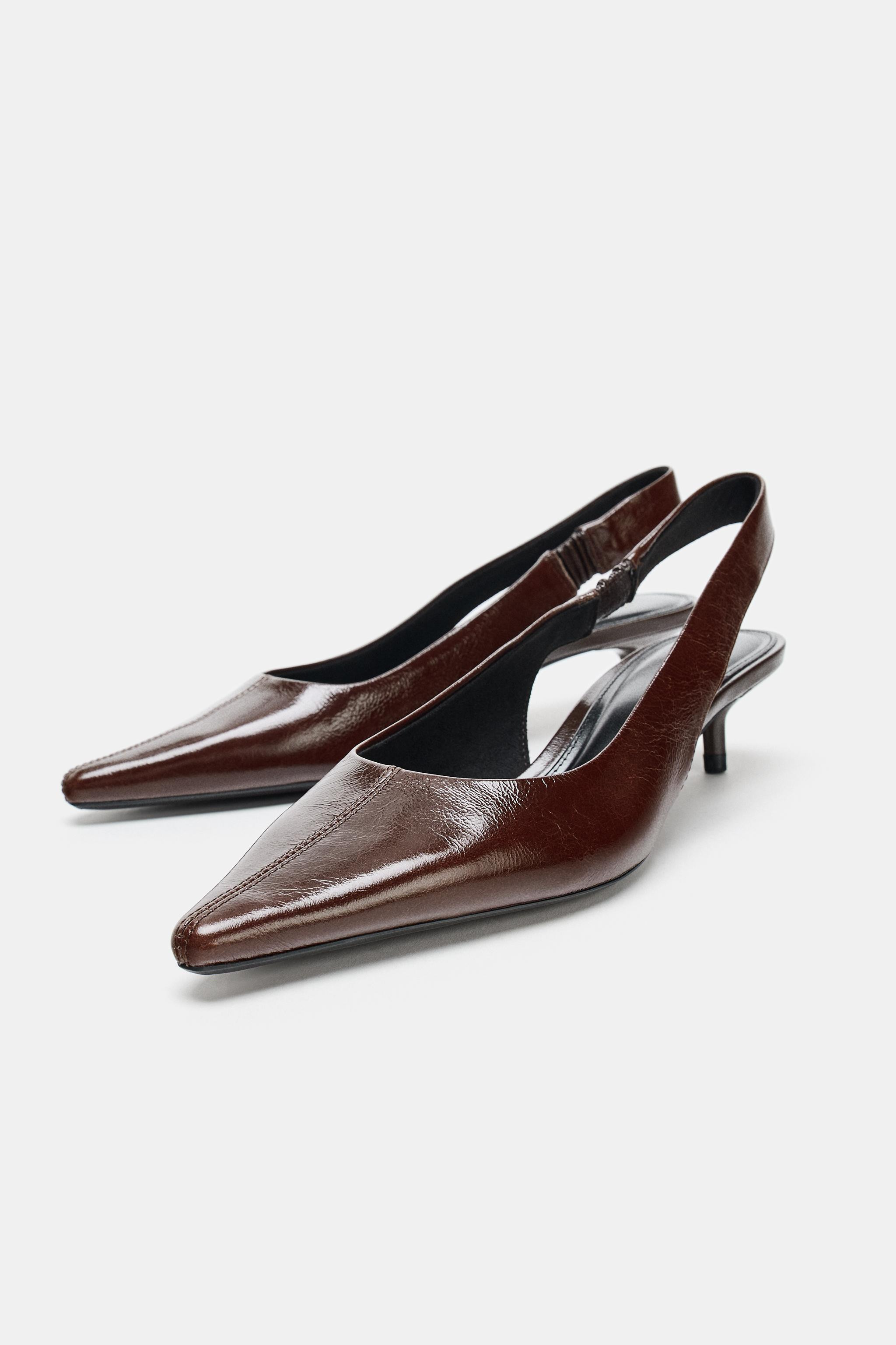 LEATHER SLINGBACK HEELS | Zara FR