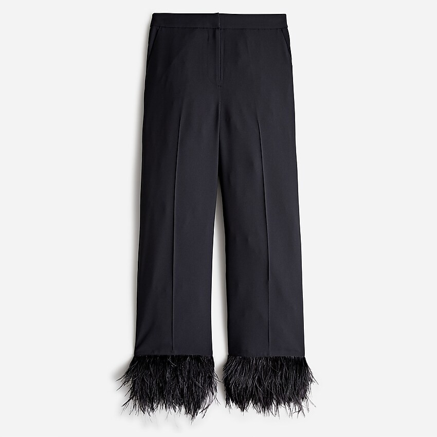 Ingrid pant with feather trim in satin-back crepe | J. Crew US