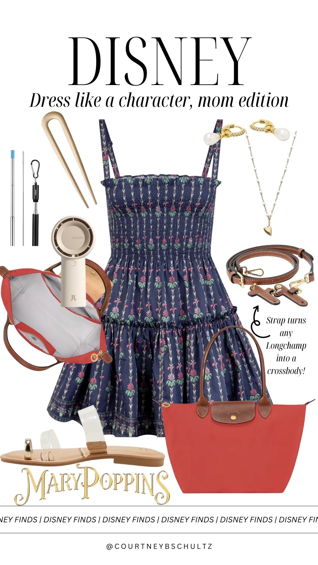 A little dressy for a day in the park but certainly not too much for an evening stroll through Epcot! Love this look so much and the bag strap is a total life hack for all the Longchamp girlies (especially for the mini bags!) 