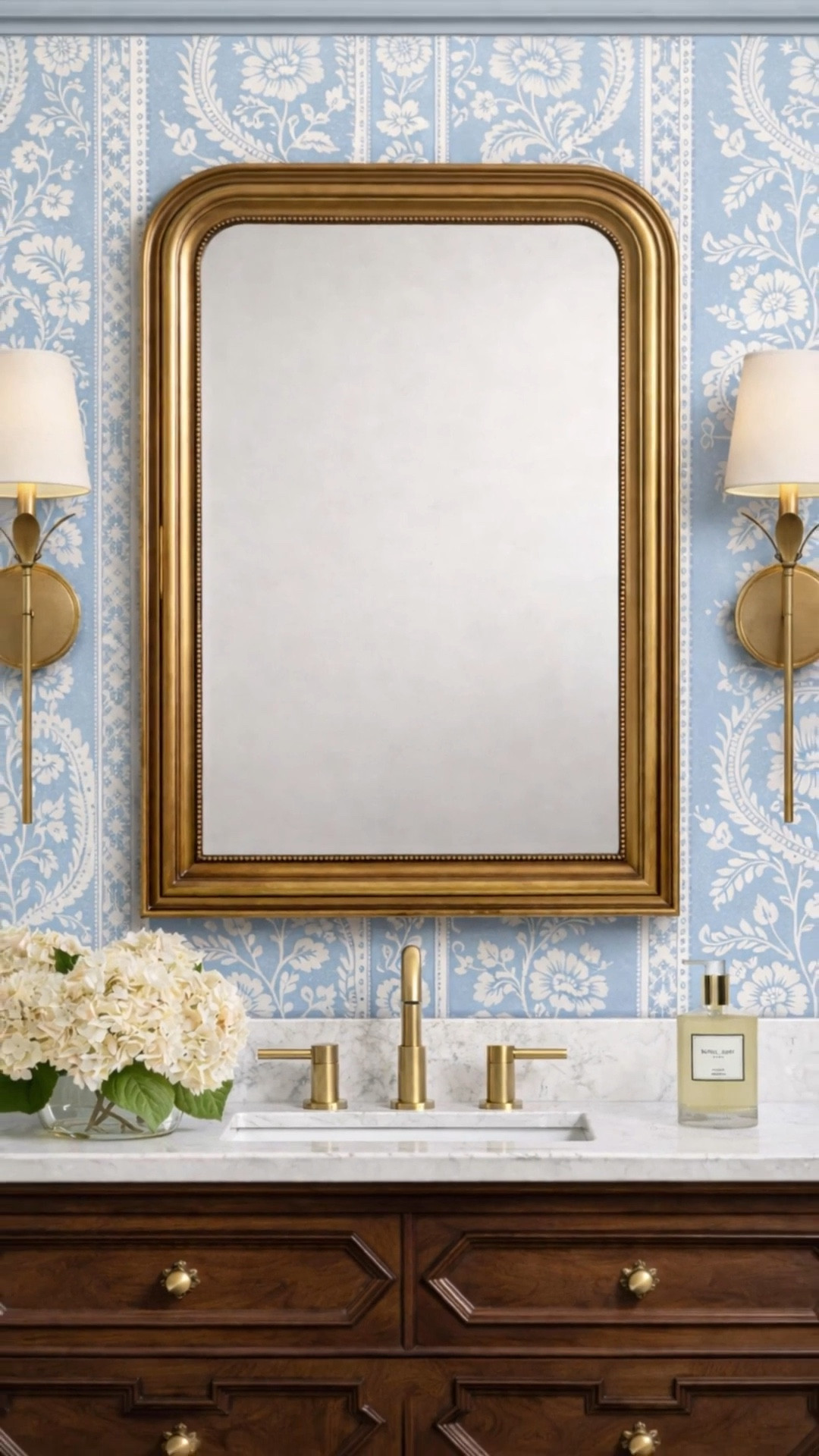 Baby blue bathroom inspo! This gorgeous wallpaper is such a fun touch to elevate a small space!!

#LTKHome #LTKSpringSale #LTKdayinmylife