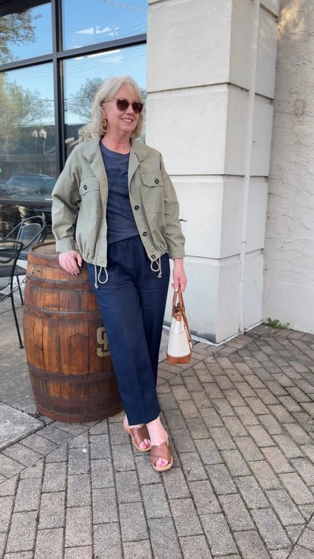  Both my navy and my white linen full leg pants are well under $50 and they’re available in other colors, too. Sizes XS to 3X available. I’m wearing a medium but I wish I’d gotten a large. I think they run a tad small if you want a really roomy, comfortable fit for hot summer days. The J.McLaughlin jacket runs surprisingly TTS. I’m wearing a medium very comfortably. I have a medium in the green jacket too  

#LTKover40 #LTKmidsize #LTKVideo