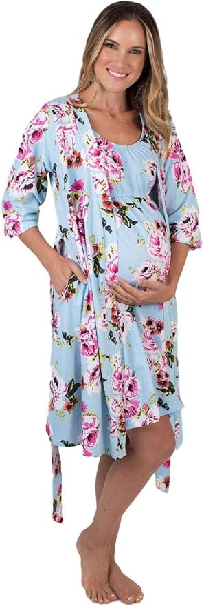 3 in 1 Maternity Labor Delivery Nursing Hospital Birthing Gown & Matching Robe | Amazon (US)