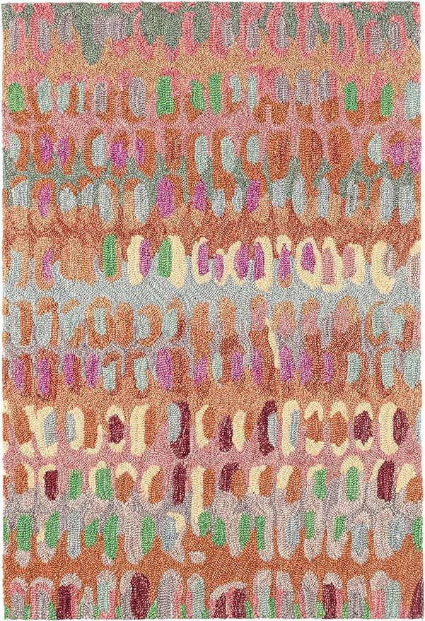 Dash and Albert Paint Chip Clay Hand Micro Hooked Wool Rug, 2 X 3 Feet, Multi/Pink Geometric Patt... | Amazon (US)