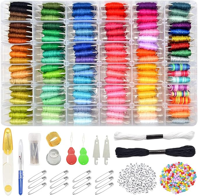 962Pcs Friendship Bracelet String Kits with Storage Box, 110 Colors Embroidery Thread and 800 Bea... | Amazon (US)