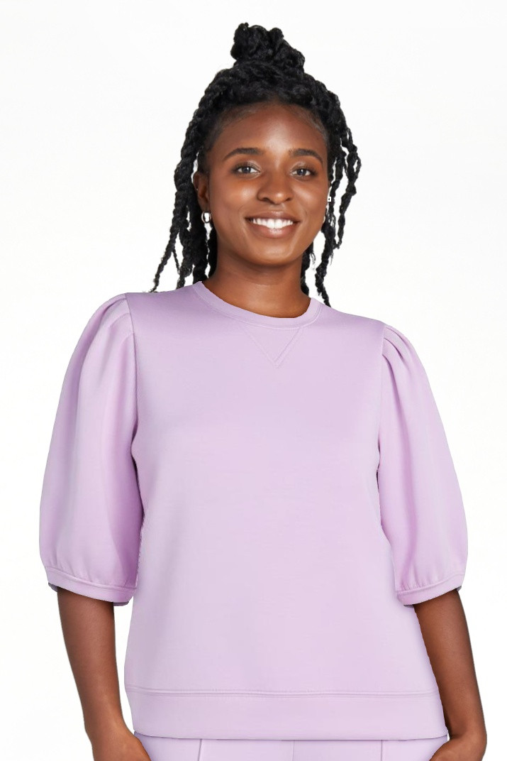 Scoop Women's and Women's Plus New Scubaknit Pleated Sleeve Top, Sizes XS-4X | Walmart (US)