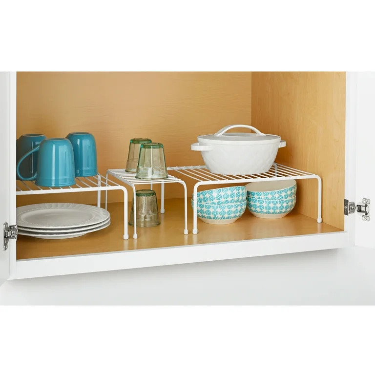 Mainstays Pantry Kitchen Wire Shelf Storage Dish, Cups, Food Organizer Set, 3 Pieces, White - Wal... | Walmart (US)