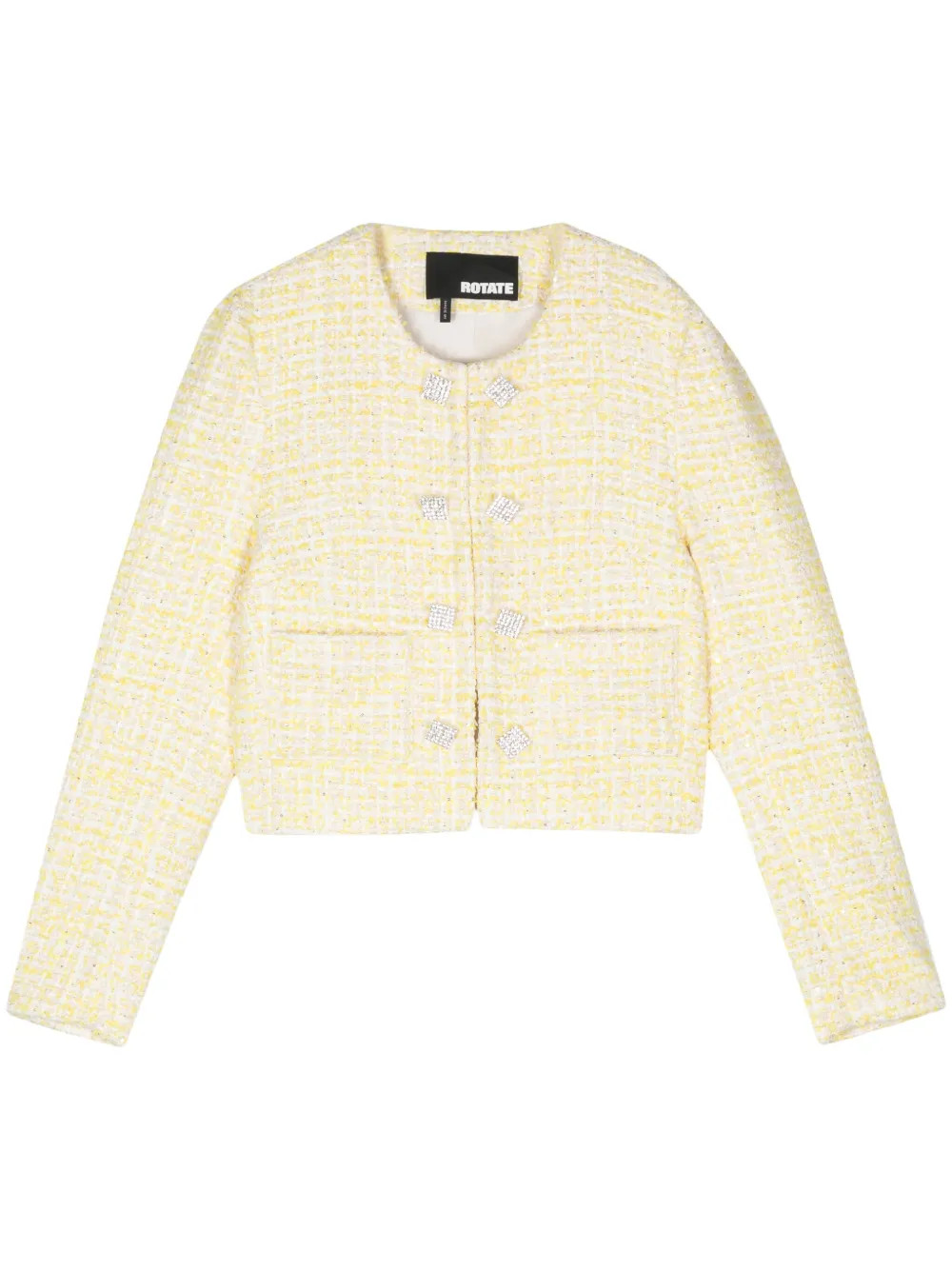 ROTATE BIRGER CHRISTENSEN Bouclé Cropped Jacket | Yellow | FARFETCH SI | Farfetch Global