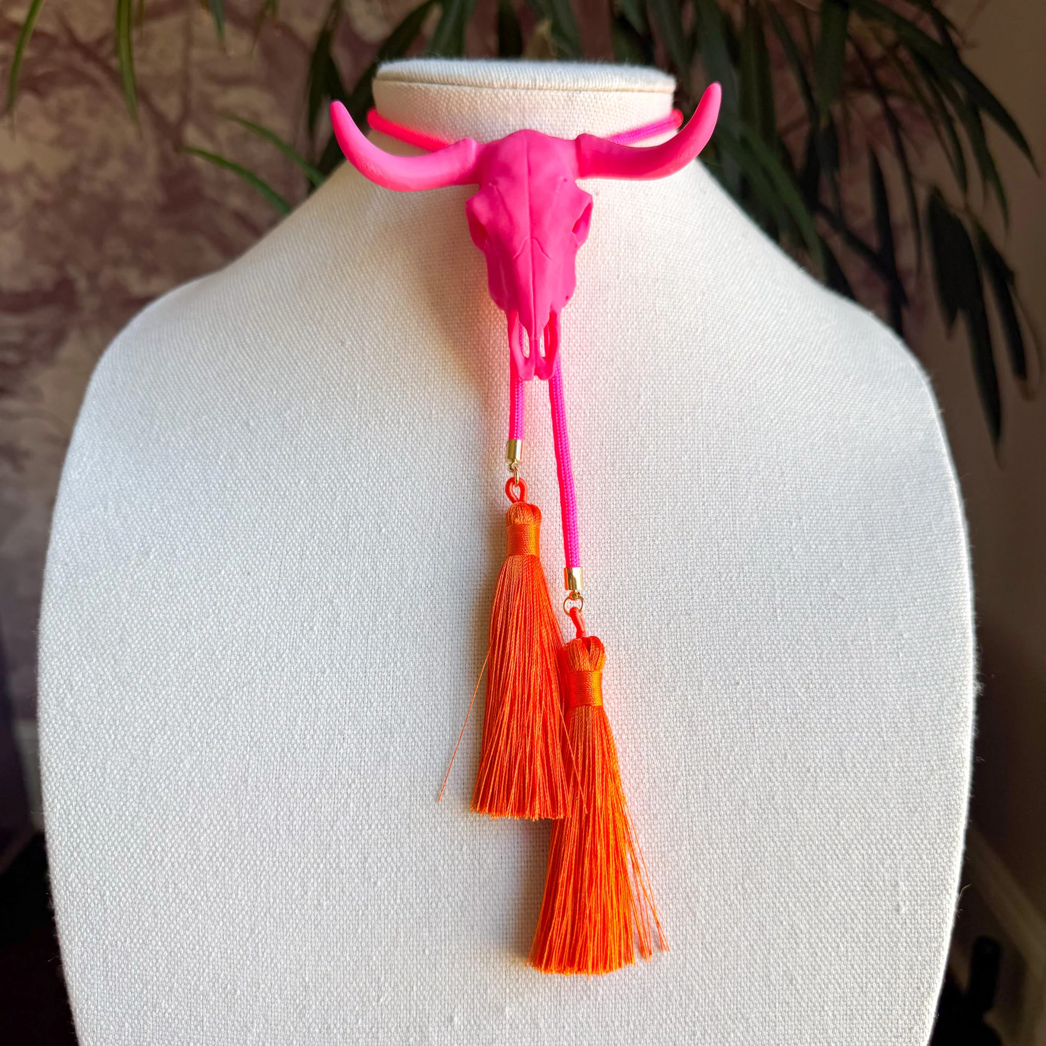 Longhorn Bolo Flamingo Pink with Neon Pink & Orange | Rahya Jewelry Design