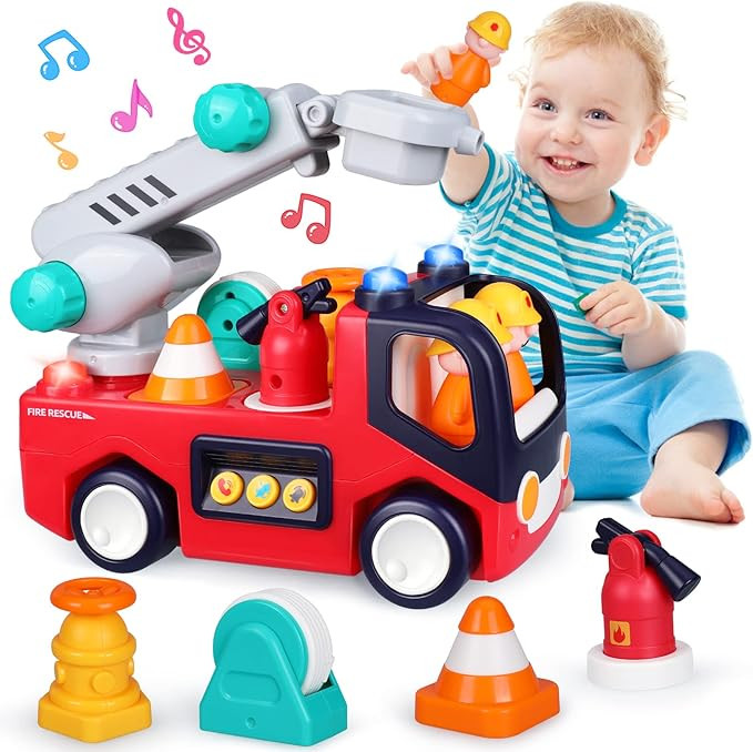 Baby Toys 12-18 Months Musical Fire Truck Toys for 1 Year Old Boys Girls Early Educational Learni... | Amazon (US)