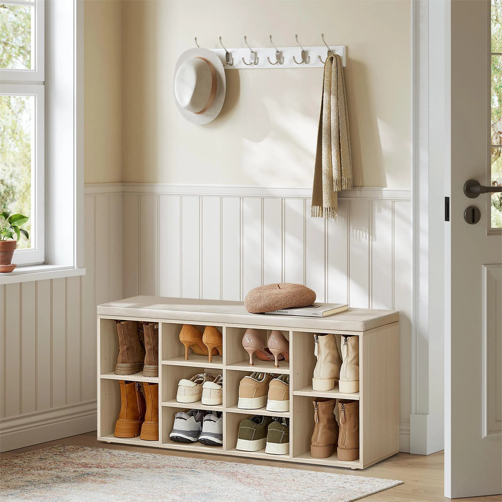 Arney 10 Pair Shoe Storage Bench with Adjustable Shelves | Wayfair North America