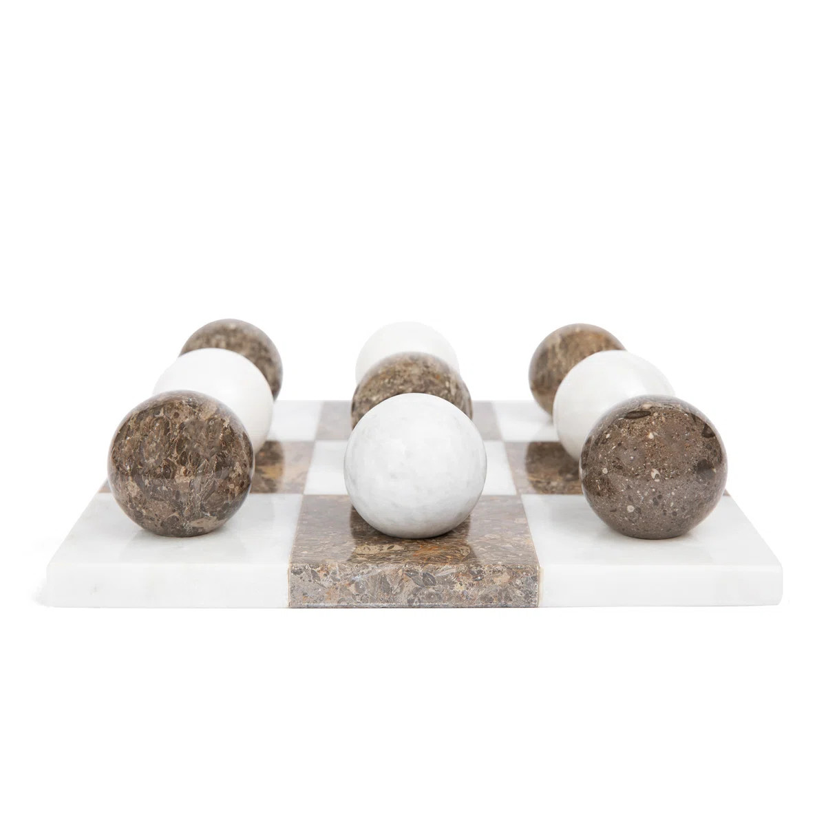 Italian Brown Marble Tic Tac Toe Set |  Round Marble Tic Tac Toe Game Set With Sphere Pieces | Co... | Wayfair North America