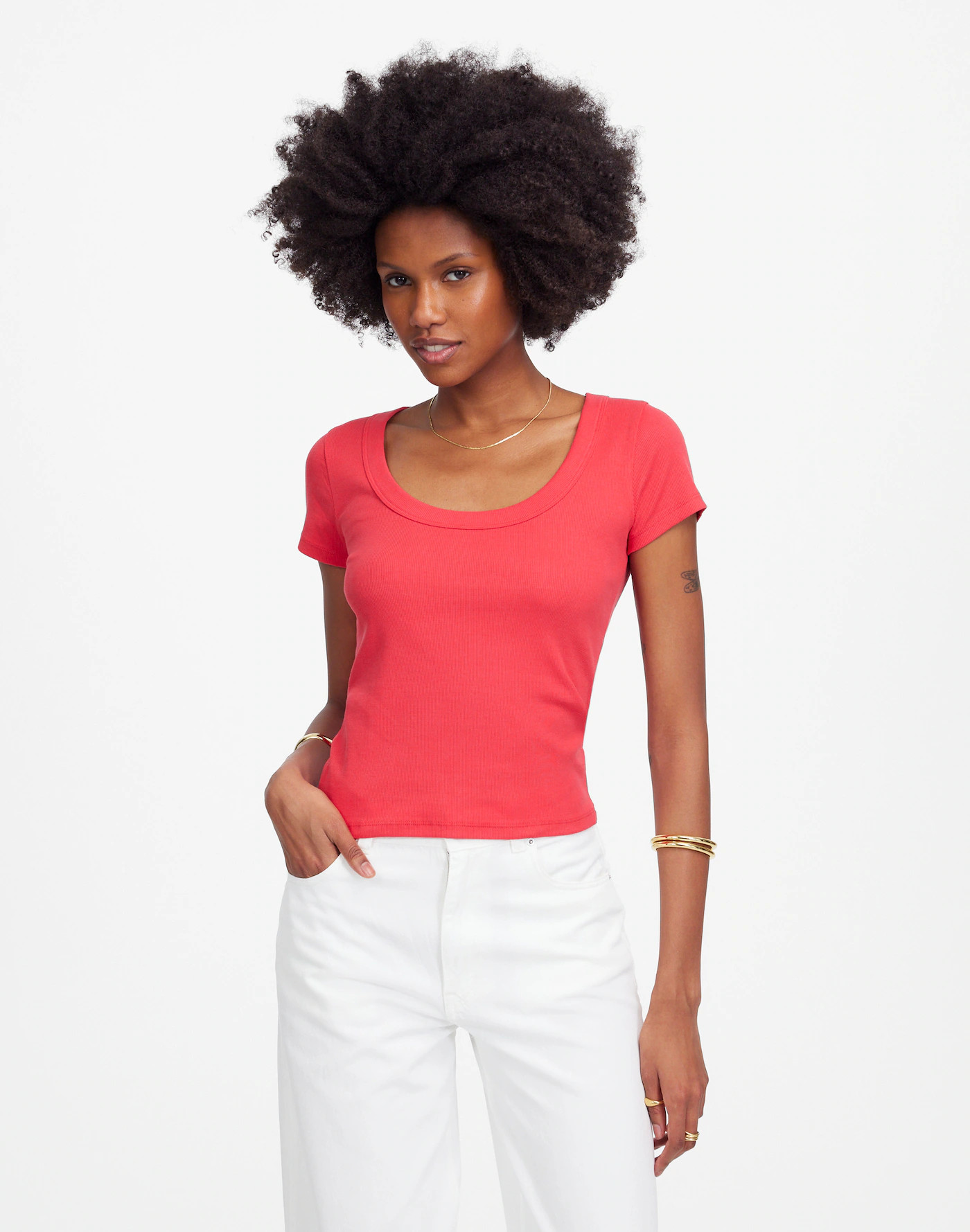 (Re)generative Cotton Ribbed Scoopneck Tee | Madewell