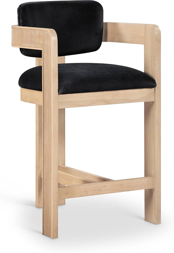 Meridian Furniture 11077Black-C Sacha Collection Art Deco Stool with Ultra Luxe Black Velvet, 460... | Amazon (US)