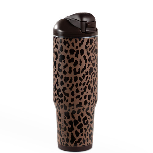 HydroJug Ease2o 32oz Insulated Stainless Steel Water Bottle With Dual Sip & Chug Lid in Brown Leopard at Nordstrom | Nordstrom