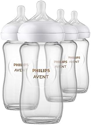 Philips AVENT Glass Natural Baby Bottle with Natural Response Nipple, Clear, 8oz, 4pk, SCY913/04 | Amazon (US)