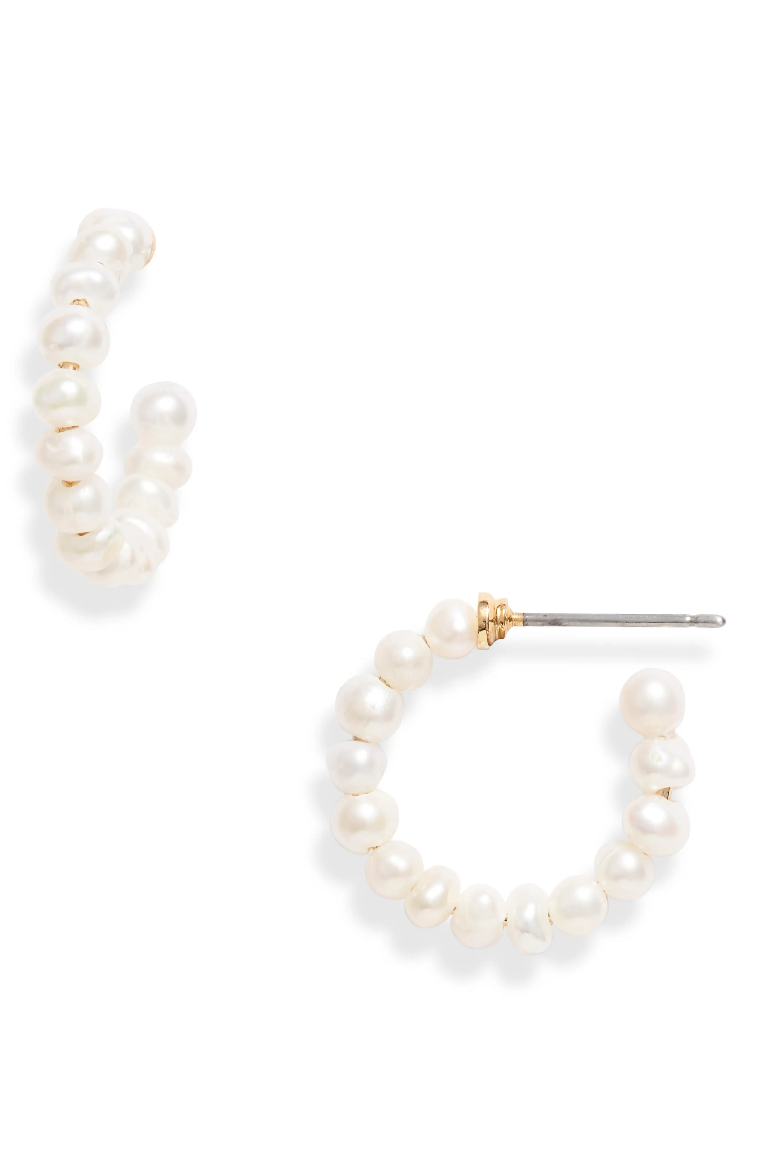 Women's Lele Saoughi Pearl Huggie Hoop Earrings | Nordstrom