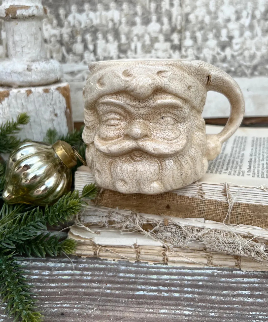 Vintage Ironstone Santa Claus Cup Mug FULL SIZE Creamy White Santa Farmhouse Christmas Decor RARE... | Etsy (US)