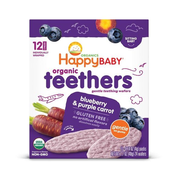 HappyBaby Blueberry & Purple Carrot Organic Teethers - 12ct/0.14oz Each | Target