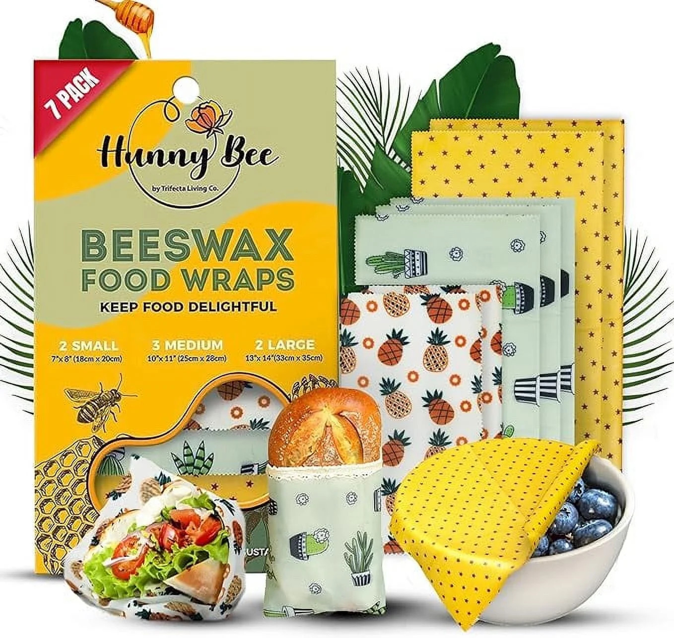 Trifecta Living Co. Versatile Beeswax Wraps,Set of 7-Fresh Food Keeper, Durable & Easily Cleaned,... | Walmart (US)