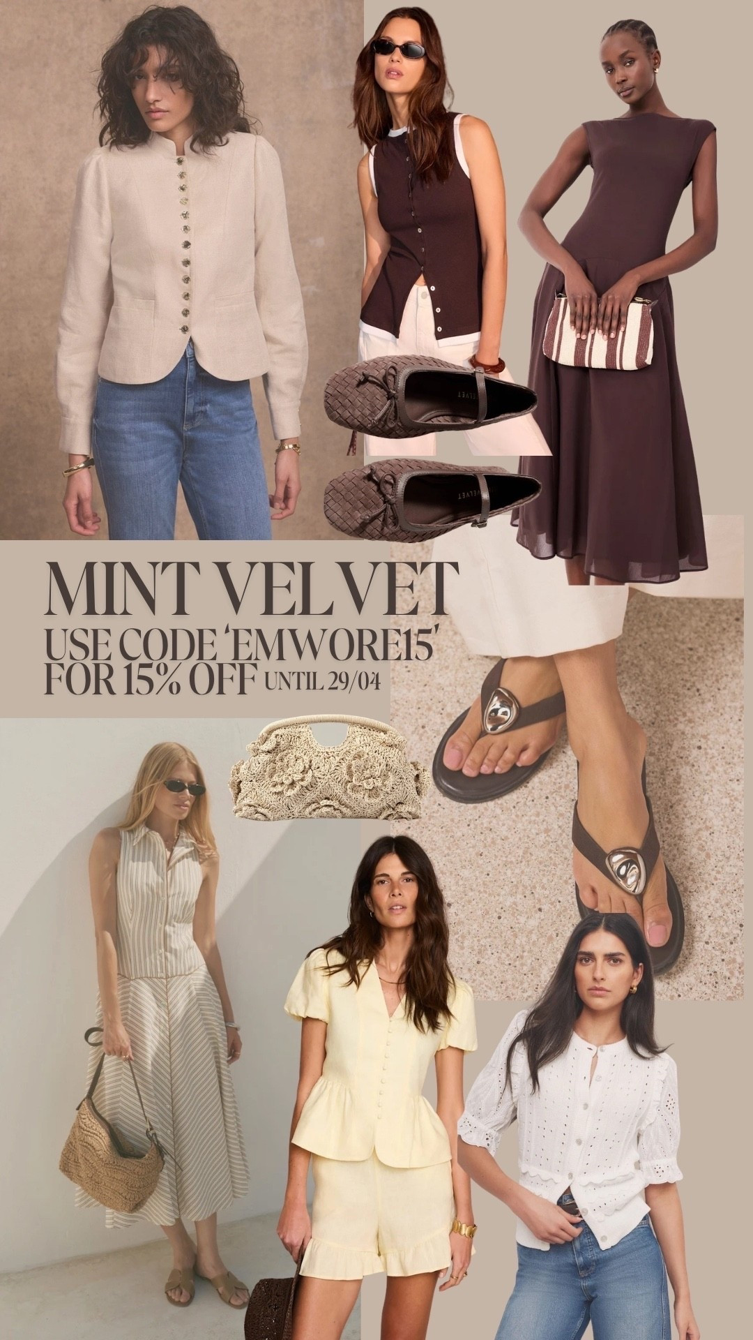 Mint Velvet new in favourites 🤍 Use code ‘EMWORE15’ for 15% off - valid until 29/04 🫶🏼