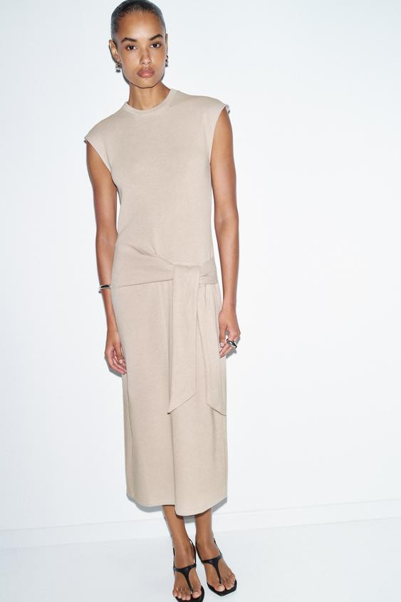 SOFT FABRIC DRESS WITH KNOT | Zara UK