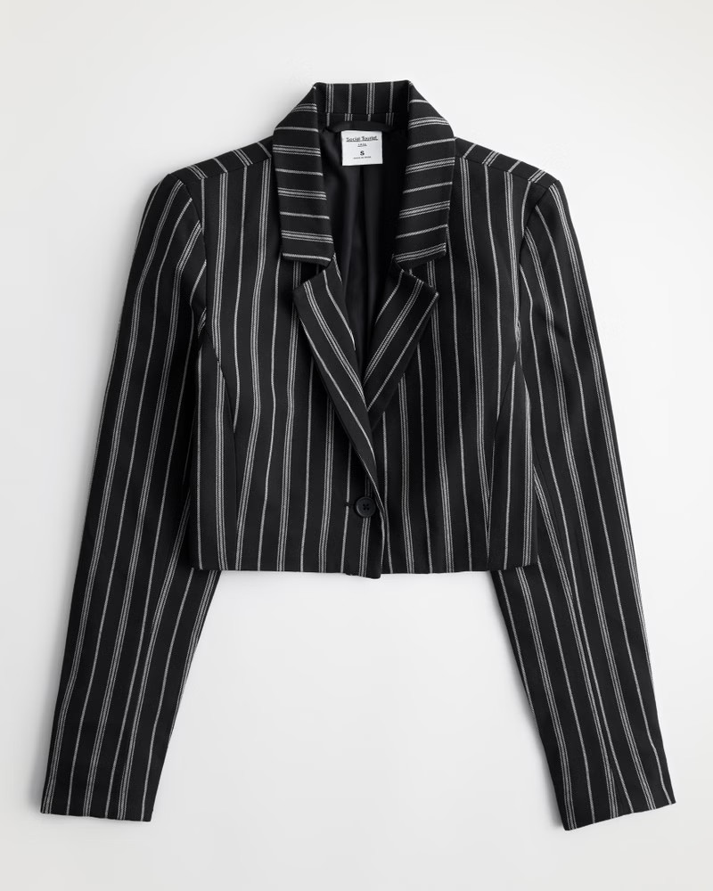 Girls Social Tourist Crop Pinstripe Blazer from Hollister | Hollister (US)
