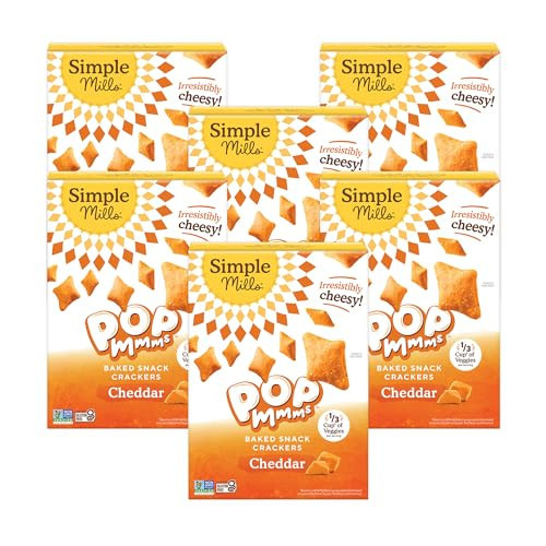 Simple Mills Pop Mmms Veggie Flour Baked Snack Crackers, Cheddar, Nothing Artificial, Kosher, Gluten Free & Non-GMO, 4 Ounce (Pack of 6) | Amazon (US)