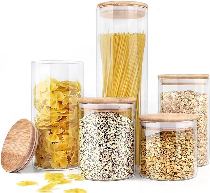 Urban Green Glass Jar with Bamboo Lids, Glass Airtight food Storage Containers, Glass Canister se... | Amazon (US)