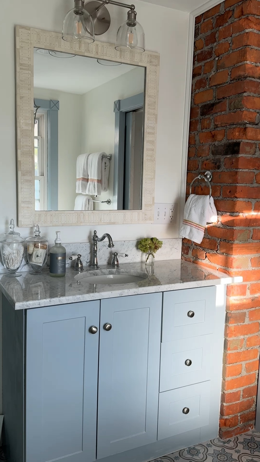 We just remodeled our main bath on the second floor for the second time in 4 years because it wasn’t done correctly the first time & we had mold :( On the plus side, we used the Carrara marble that we originally wanted in the shower & vanity top & got a vanity with cabinets because #life 😂 Also, our mirror is on sale today! 

#LTKVideo #LTKHome #LTKSaleAlert