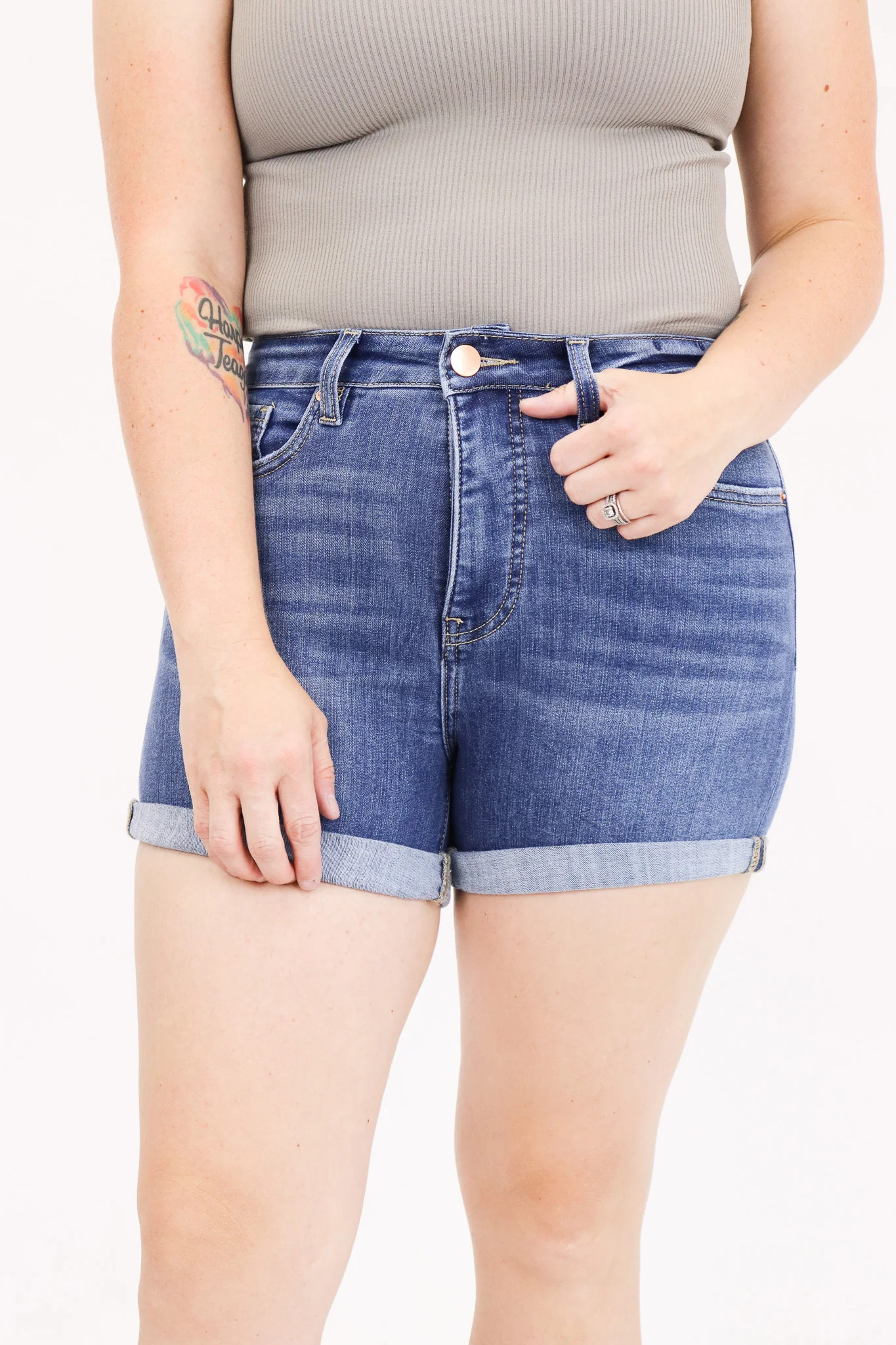Tummy Control Cuffed Shorts by RFM | Alexander Jane Boutique
