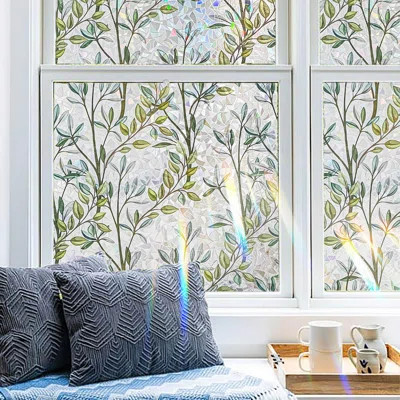 3d Stained Glass Window Privacy Film, Decorative Window Film For Bathroom,front Door,home, Sun Blocking Heat Control,static Cling,green Vineman, | Wayfair North America