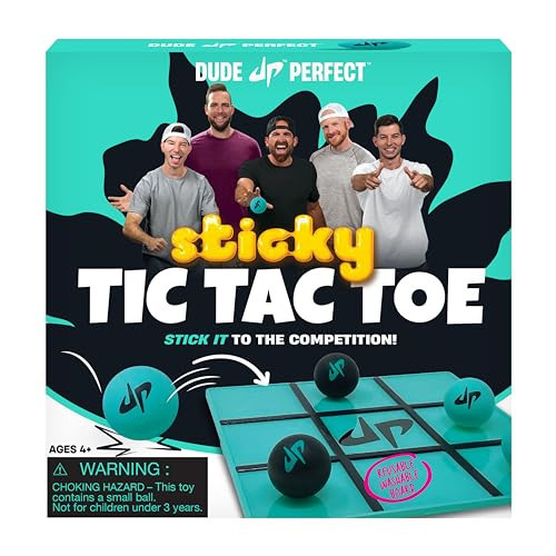 Dude Perfect Sticky Tic Tac Toe, Kids Tabletop Activity, for Family Game Night, Perfect for a Gift and Parties, 2 Players, Ages 4+ | Amazon (US)