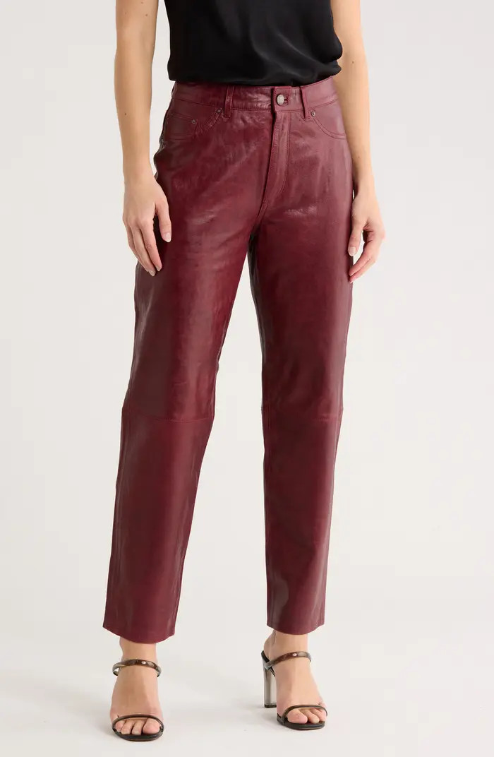 DL1961 Patti High Waist Ankle Straight Leg Leather Pants | Nordstromrack | Nordstrom Rack