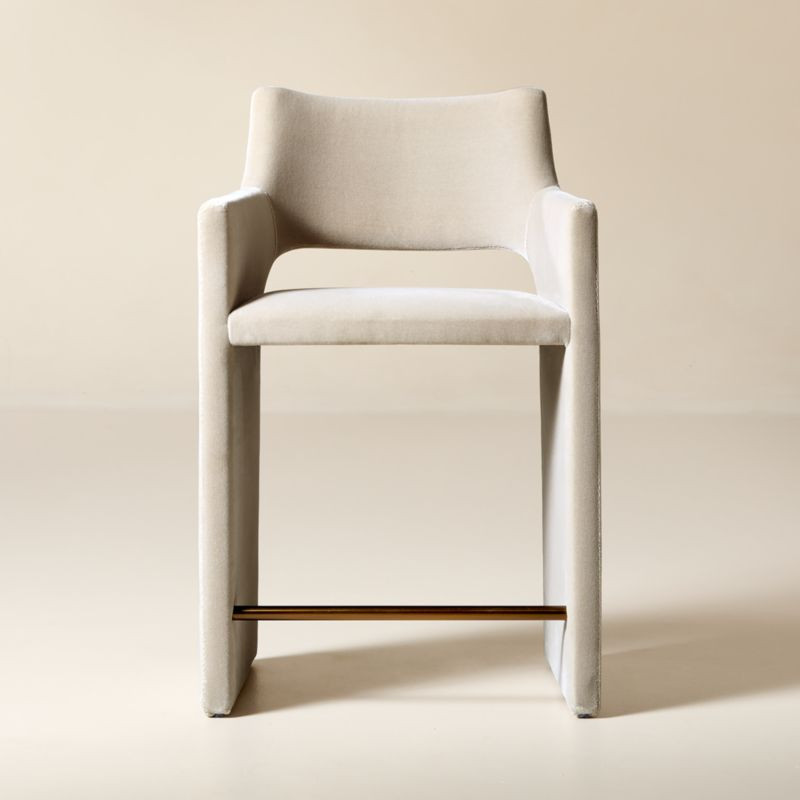 Foley Faux Mohair Grey Counter Stool + Reviews | CB2 | CB2