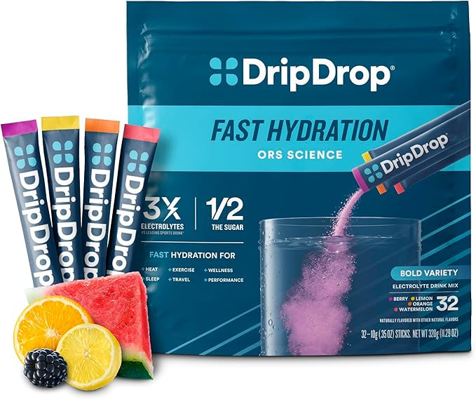 DripDrop Hydration Packets - Bold Variety Pack - Single Serve Electrolytes Powder Drink Mix - Wat... | Amazon (US)