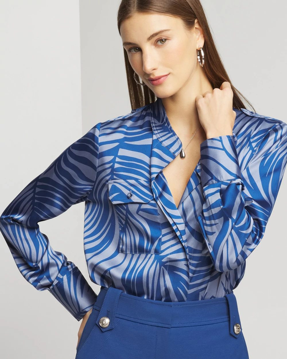 Long Sleeve Collar Pocket Shirt | White House Black Market