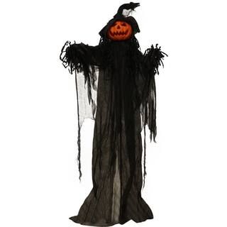 68 in. Battery Operated Poseable Animatronic Pumpkin with Multicolor LED Eyes Halloween Prop | The Home Depot